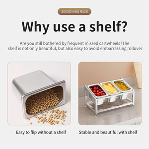 Yongkang 3 Compartment Condiment Rack With <b>Stand</b> Square Stainless Steel For Milk <b>Tea</b> Shops And Food Service L Size - Product Image 4