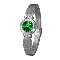 Montre pour femme en maille dorée, petit boîtier rond, cadran perlé, élégante montre-bracelet à quartz analogique, décor nœud, montre décontractée pour femme, cadeau