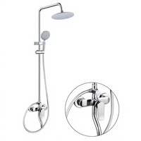 Système de douche mural chromé avec jets de massage doux et pulvérisation, cartouche céramique, design moderne pour hôtels