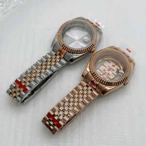 Boîtier de montre en acier inoxydable noir de 36/39 mm avec bracelet Jubilee, boucle réglable, compatible avec les mouvements <span class=keywords><strong>Seiko</strong></span> <span class=keywords><strong>NH35</strong></span>/NH36/NH38 - Product Image 5