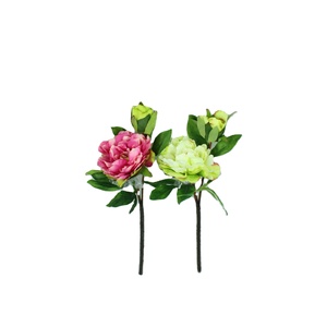 Fournitures en gros pour <span class=keywords><strong>fleuriste</strong></span> arrangement de pièce maîtresse de mariage 2 têtes blanc rose rouge vraie touche soie pivoine fleur artificielle - Product Image 1
