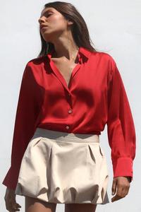 KP & ZA estiva abbigliamento Casual da donna nuovo stile europeo americano <span class=keywords><strong>camicia</strong></span> a maniche lunghe appesa in raso di <span class=keywords><strong>seta</strong></span> Versatile - Product Image 5