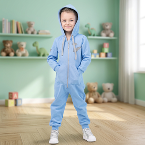 Combinaison d'hiver en molleton de coton respirante et écologique unisexe pour garçons, filles et jeunes, avec broderie personnalisée, sportive et à capuche, une pièce - Product Image 3