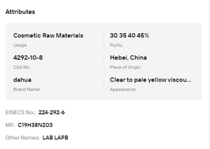 Lauramidopropyl Bétaïne LAB LAPB Tensioactif Amphotère Liquide Haute Mousse pour Shampoing et Gel Douche (Matière Première) - Product Image 6