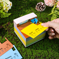 2027 Bloc-notes décoratif en papier Diorama Cour Solaire, Miniature de jardin artisanale, Cadeau créatif, Cube de notes
