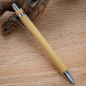 Custom 1mm Sustainable Writing Eco-Friendly <b>Bamboo</b> Pens, Wooden Retractable Ballpoint Pen - Product Image 4