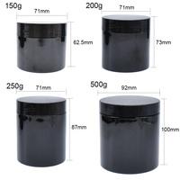 50g 60g 80g 100g 120g 150g 200g 250g 500g Rundes schwarzes Kosmetik-Plastikglas Langlebiges auslaufsicheres PET-Cremeglas