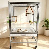 Cage à perroquets en profilé aluminium de style moderne avec enclos en acrylique transparent et cadre haut de gamme pour l'exposition et l'élevage quotidien des perroquets
