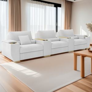 أريكة كهربائية من الجلد الطبيعي مقطعية على شكل أريكة مستقيمة قابلة للتمديد من 3 مقاعد أنيقة للعيش - Product Image 2