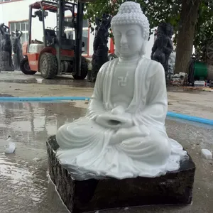 White Marble Buddha Hot Sale Factory Temple Garden White Marble Life Size Buddha Sculpture Water Fountain Statue Stone Buddha