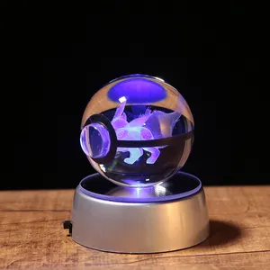 Nuovo Design 50mm 80mm Crystal K9 Poke Ball con Base incandescente per incisione regalo per bambini