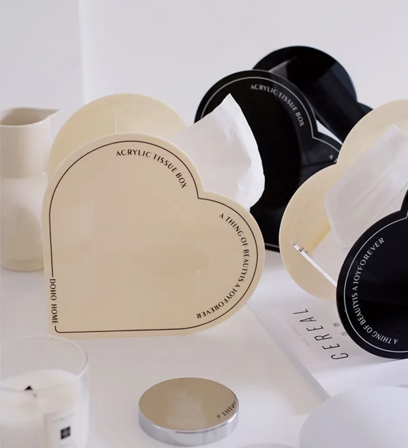 Nieuwe Collectie Acryl Tissue Box Cover Clear Heart Shape Facial Tissue Doos Houder Servet Dispenser
