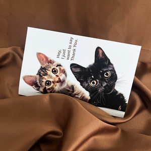 Carte de remerciement d'anniversaire personnalisée avec joli chat pliée avec logo personnalisé avec enveloppe - Product Image 1