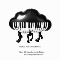 Balon Foil Musik Retro Gaya Baru, Piano Keyboard, Kaset, Not Musik untuk Perlengkapan Pesta Ulang Tahun Disko (Grosir)
