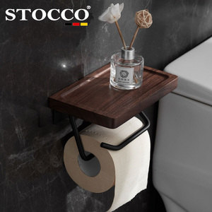 <span class=keywords><strong>Porte</strong></span>-<span class=keywords><strong>papier</strong></span> <span class=keywords><strong>toilette</strong></span> en bois de noyer <span class=keywords><strong>naturel</strong></span> STOCCO avec étagère, distributeur de <span class=keywords><strong>papier</strong></span> de luxe en alliage d'aluminium pour suites d'hôtels haut de gamme - Product Image 5