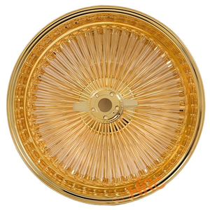 Rines de Alambre Personalizados Escalonados de 20, 22 y <span class=keywords><strong>24</strong></span> Pulgadas, 20x8, 22x8, 24x10, <span class=keywords><strong>72</strong></span>, 100, 150, 204 Radios, Estándar, Cruzados, Rectos, Dorados - Product Image 3