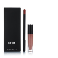 Koleksi Lip Gloss Vegan Warna Cokelat Nude Terlaris, Paket Lip Kit Hitam dengan Label Pribadi
