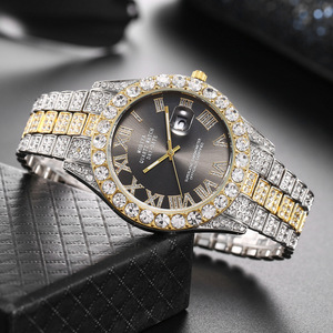 Reloj de Cuarzo con Esfera de Diamantes de Imitación Plateada y Roja, Estilo Hip Hop, para Hombre y Mujer - Product Image 6