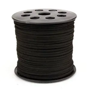 ST1015 Faux Rainbow Black Suede Leather Cord,Suede Leather Ribbon Cord,Lace Leather Cord