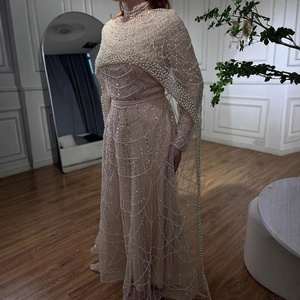 Abiti da Sera Musulmani Verdi a Trapezio a Maniche Lunghe con Mantella Completamente Coprenti Serene Hill LA72032B Eleganti Abiti da Cerimonia per Donna - Product Image 5