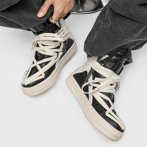 Scarpe Autunnali da Uomo, Sneakers Traspiranti Alte, Stivali Classici con Cinturino Triangolare Invertito in Stile Europeo e Americano, per Uso Quotidiano Casual - Product Image 4
