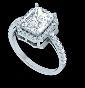 Radiant Cut Lab Grown Diamond Women's Engagement Ring IGI Certified Vintage Simple Halo Bezel Setting Sterling Silver Gold - Product Image 2