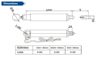 Moteur à engrenages tubulaire linéaire en aluminium brossé étanche IP66 2000N, alimentation directe usine, pour ventilateur, ouvre-fenêtre de toit et solaire, DC24V