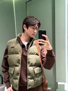 2025 가을 겨울 새로운 커플 복장 카키 스탠드 칼라 조끼 여성용 느슨한 조끼 재킷 방수 겉옷 단추 - Product Image 2