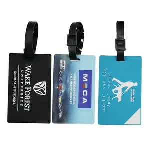 China Maker Custom Plastic Waterproof Silicone Suitcase Luggage Tags With Silicone Strap Holder