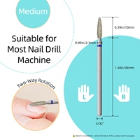 HYTOOS Fraise à ongles diamantée pour cuticules 2,3 mm à bout arrondi, outil de préparation russe pour nettoyer les peaux mortes, pour technicien en manucure
