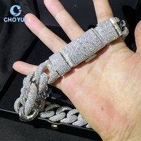 Chaîne cubaine 23MM en argent sterling 925, entièrement sertie de moissanite VVS, style hip-hop, collier tendance
