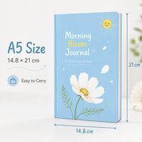 Anpassbares Morning Bloom A5 Blanko-Notizbuch mit Beschichtetem Papier, Hardcover, Gefalteter Broschürenbindung, Abgerundeten Ecken, 100 Blatt, Täglich