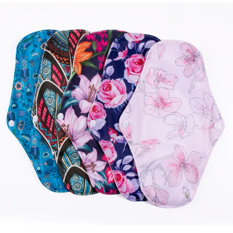 Toallas menstruales de tela de bambú lavables, toallas sanitarias reutilizables, Material característica del tiempo, venta al por mayor