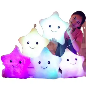 Colorful luminous five-point star music pillow luminous birthday gift plush toys