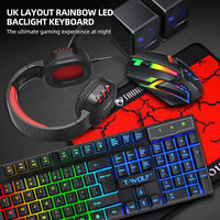 Clavier de jeu T-WOLF TF850 5 en 1, 104 touches, souris, haut-parleur, casque, tapis de souris, combos, coffret cadeau, éclairage RVB pour PC de bureau