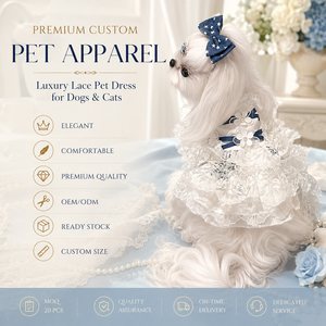 Robe Lolita de luxe respirante et légère pour chien, jupe tutu de princesse en dentelle florale jaune pour Halloween, nœud bleu, style pastoral français - Product Image 1