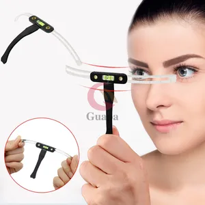 Neueste Microb lading Brow Stencil DIY Augenbrauen Lineal mit Bubble Leveler Wieder verwendbare Vorlage Makeup Measure Tools