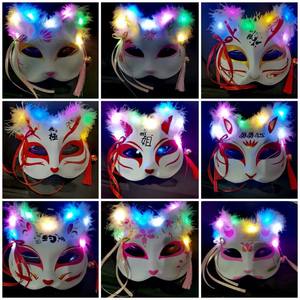 Umweltfreundliche DIY-Dekoration Glitzerndes Federn Fuchs-Halbgesicht Katzen-Animation antike Maske Kindermaske für Party Urlaubsvorrat - Product Image 2
