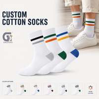 Chaussettes en coton tricotées sur mesure, côtelées, respirantes, écologiques, pour homme et femme, décontractées, quotidiennes, sportives, avec bordure côtelée