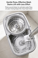 Ensemble serpillière rotative à 360° avec seau, en microfibre durable, avec tige en acier inoxydable et panier de séchage détachable à essorage automatique