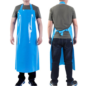 Delantal impermeable de TPU termosellado, resistente al aceite, estilo babero para adultos, para uso en cocina y trabajo, color azul. - Product Image 1
