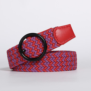 Cinturón de Lona para Mujer, Tejido con Hebilla Elástica Informal de Colores, Cinturón de Jeans con Hebilla de Aguja - Product Image 5