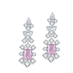 Juego de Anillos de Boda CZ Jewelry, Corte Radiante 8x6mm, Plata de Ley, Aretes de Zirconia, Baño de Rodio, Estilo Moderno - Product Image 1