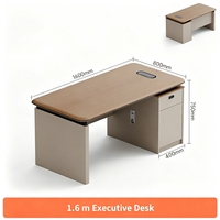 Bureau de direction moderne 120/140/160 cm en bois E0 avec armoire à serrure à code et compartiment CPU dissimulé