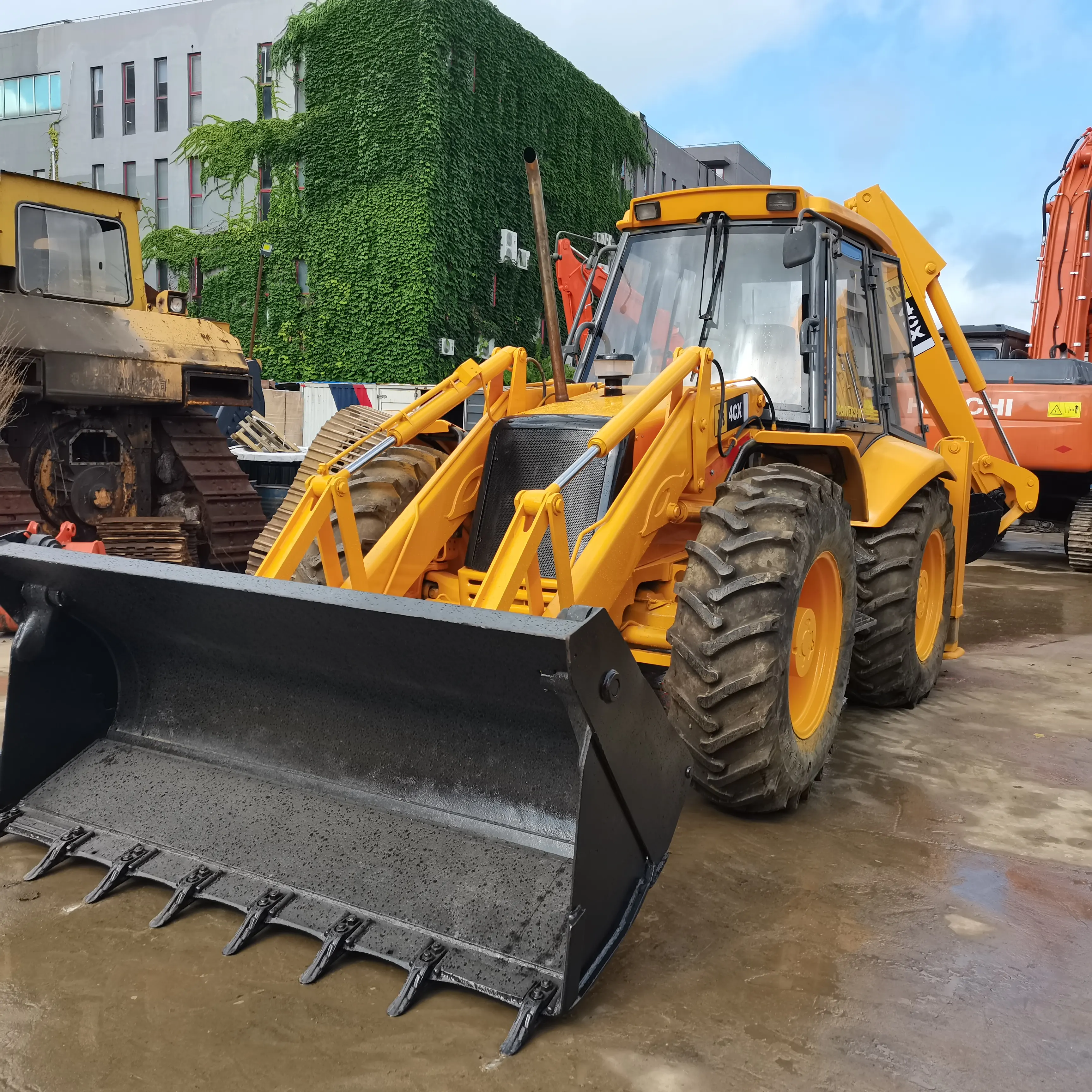 Used backhoe loader cat420E 420f 416e JCB 4CX loader backhoe with 4 in 1 bucket 4x4 and A/C heat pilot controls