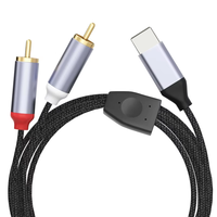 Kabel Audio Splitter USB C ke 2 RCA Portabel untuk Mobil, Ponsel, Home Theater, Kabel Audio Aux Dual RCA, Kompatibel dengan iPhone