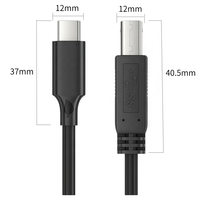 Kabel Printer Tipe C 3.0 ke USB 3.0 Tipe B Berlapis Foil+Dikepang Terlindungi untuk HDD Printer USB 3.0 Scanner