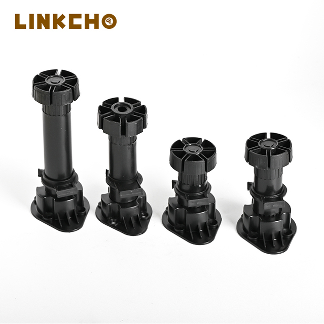 LINKCHO Wholesale Kitchen Adjustable Furniture Legs for Cabinet Sofa Table & Chair-Black PP Plastic Heavy Duty Easy Installation