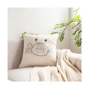 Cute Animal Pattern Custom Playful Crab Printed Cushion Covers Back Striped Fabric Decorative & Throw Pillows