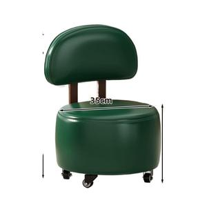 Solid Wood Swivel Stool With <b>Backrest</b> Round Ottoman For Living Room Home Use Simple Upholstered Bench Shoe Changing Seat - Product Image 5